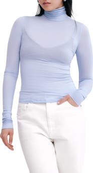 Marcella Eloise Turtleneck Semisheer Jersey Top