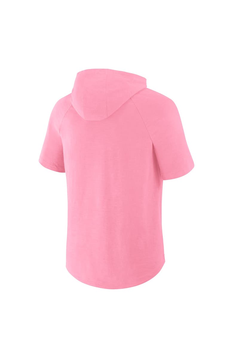 FANATICS Men's Fanatics Pink Inter Miami CF Hat Trick Stadium Slub Raglan Short Sleeve Pullover Hoodie, Alternate, color, 