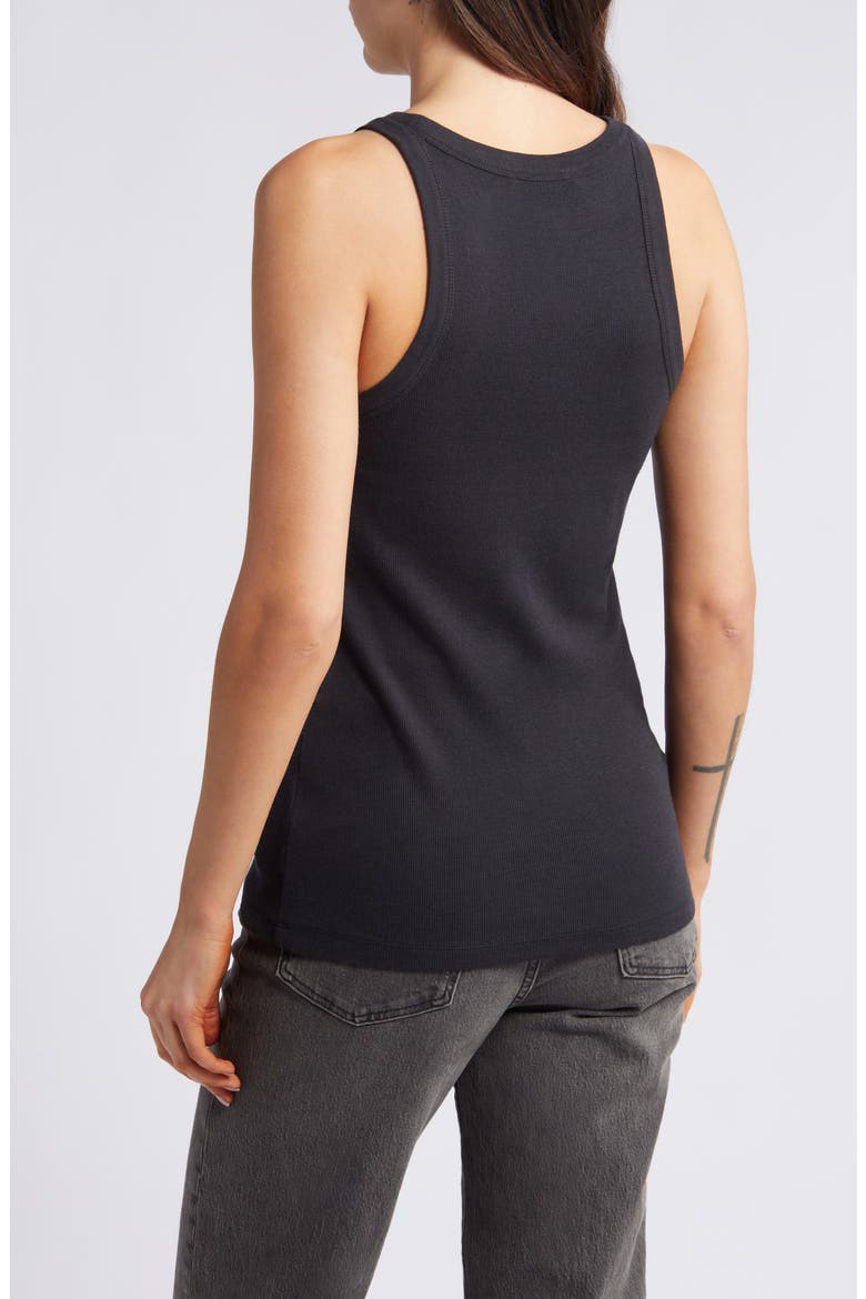 Cutaway Shoulder Cotton Blend Tank, Alternate, color, BLACK