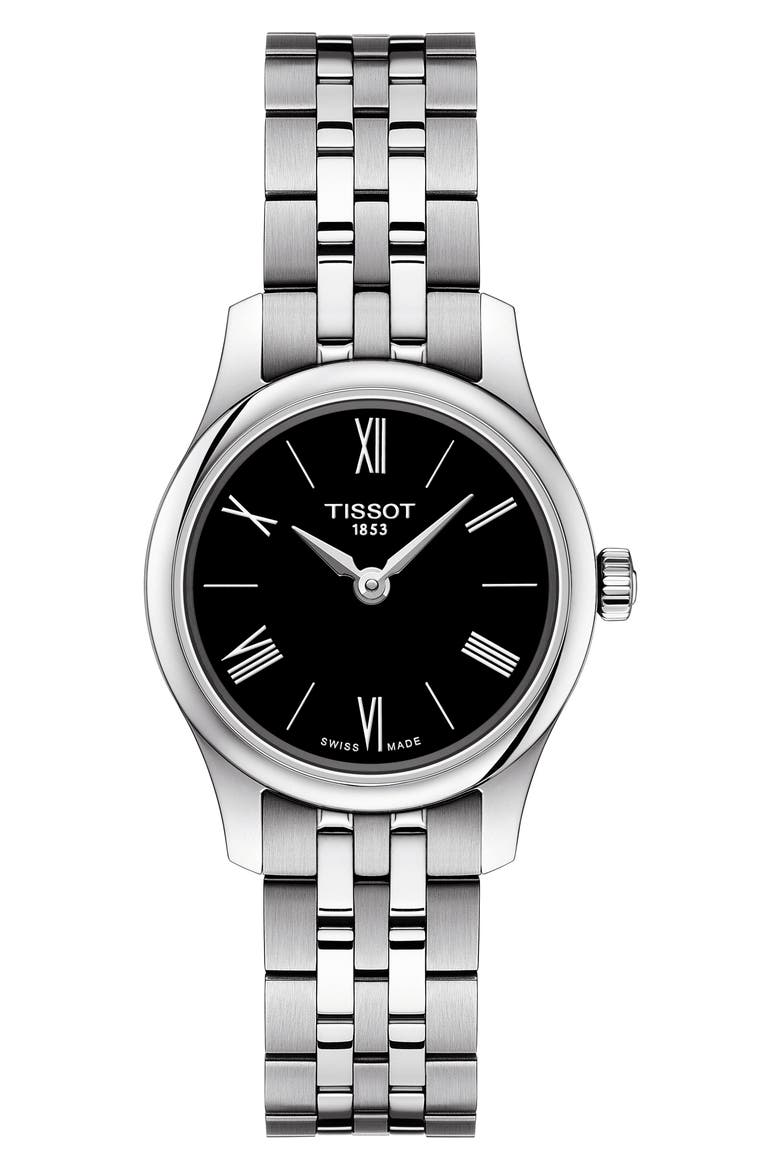 Tradition 5.5 Lady Round Bracelet Watch, 25mm, Main, color, SILVER/ BLACK/ SILVER