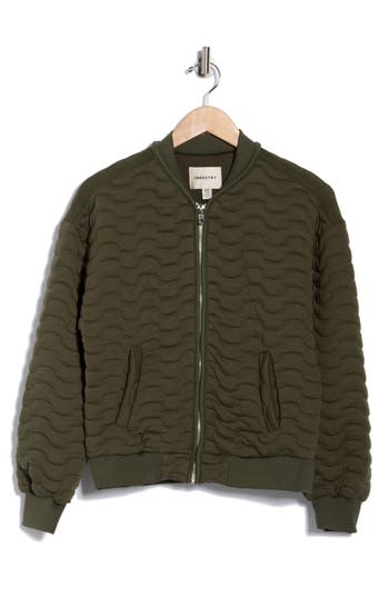 Industry Republic Clothing Quilted Bomber Jacket In Green