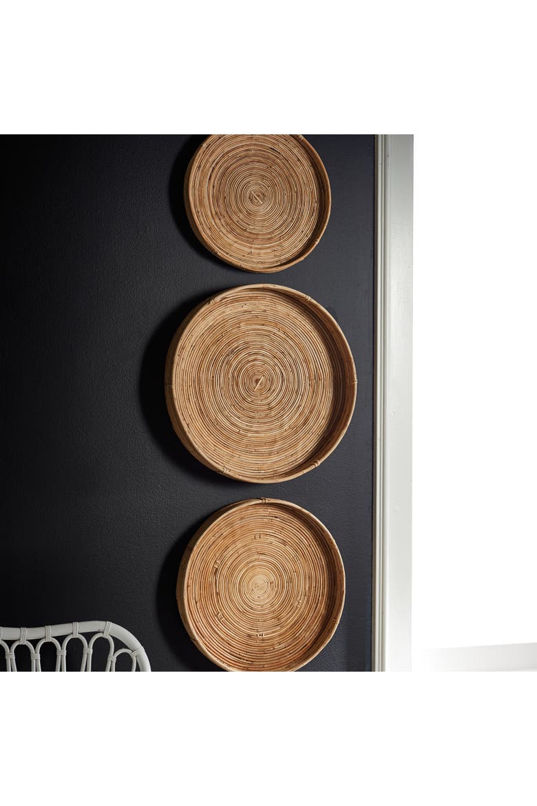 Cane Rattan Round Tray Set of 3, Alternate, color, Beige