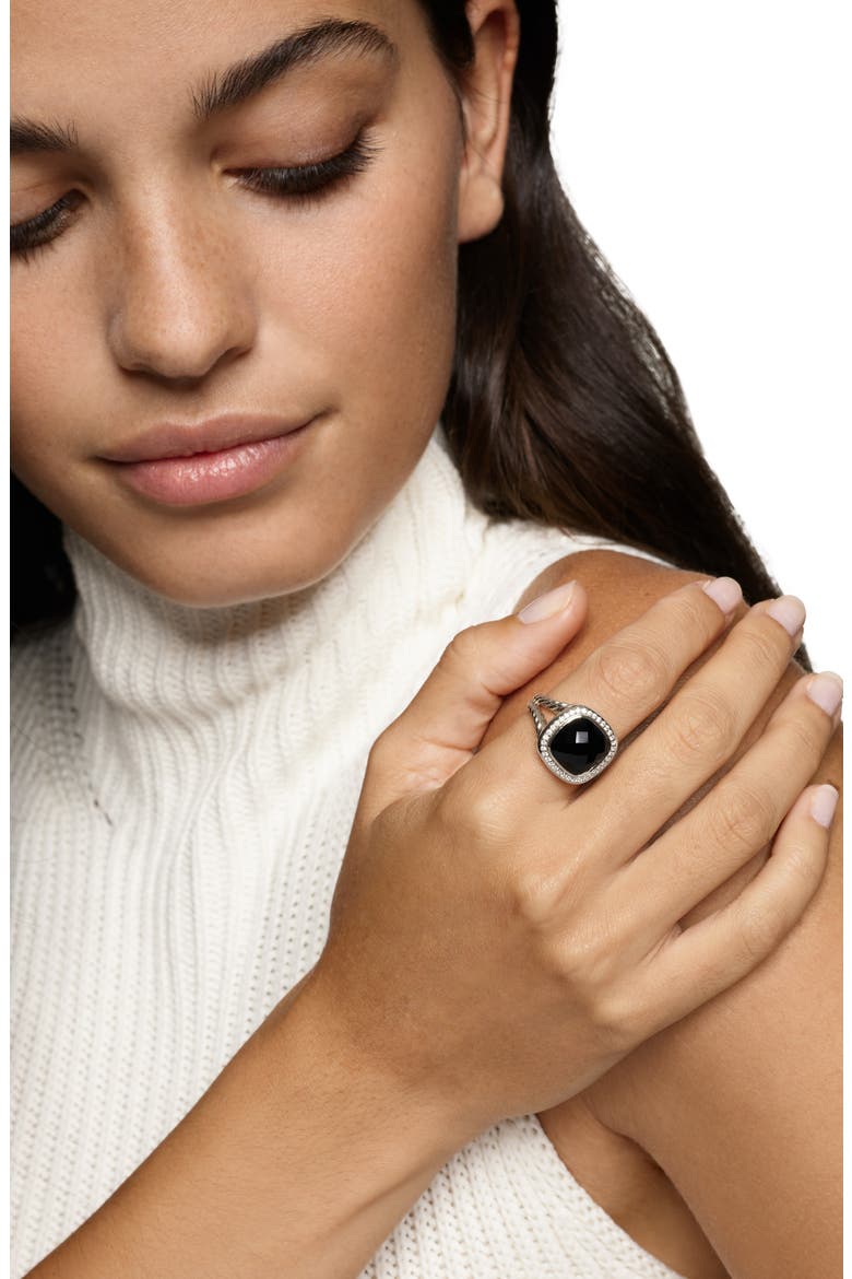 Albion® Ring in Sterling Silver with Black Onyx & Diamonds, 11mm, Alternate, color, BLACK ONYX