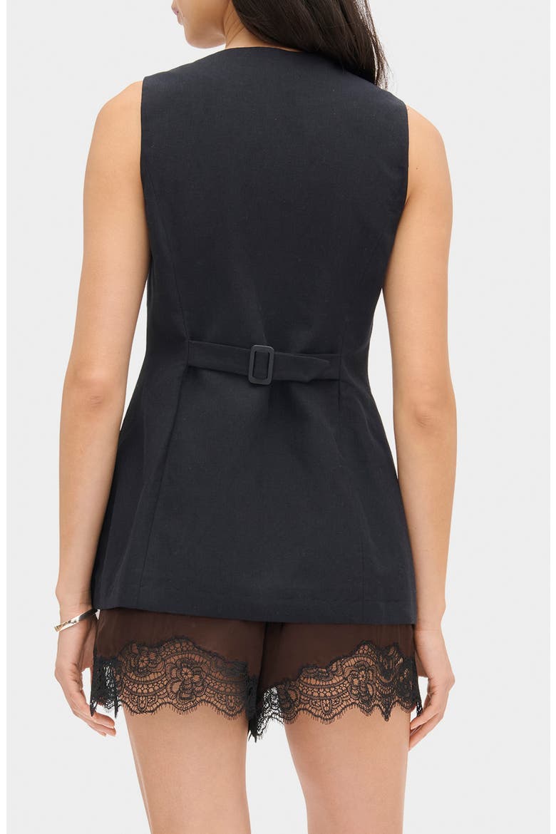 Leo Collarless Vest, Alternate, color, BLACK