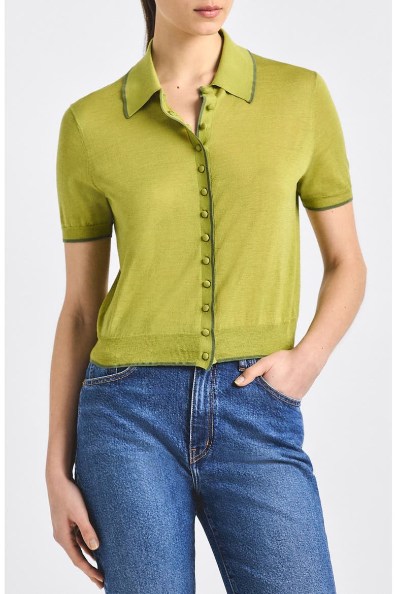 Dorella Silk & Cotton Sweater, Main, color, GREEN OLIVE