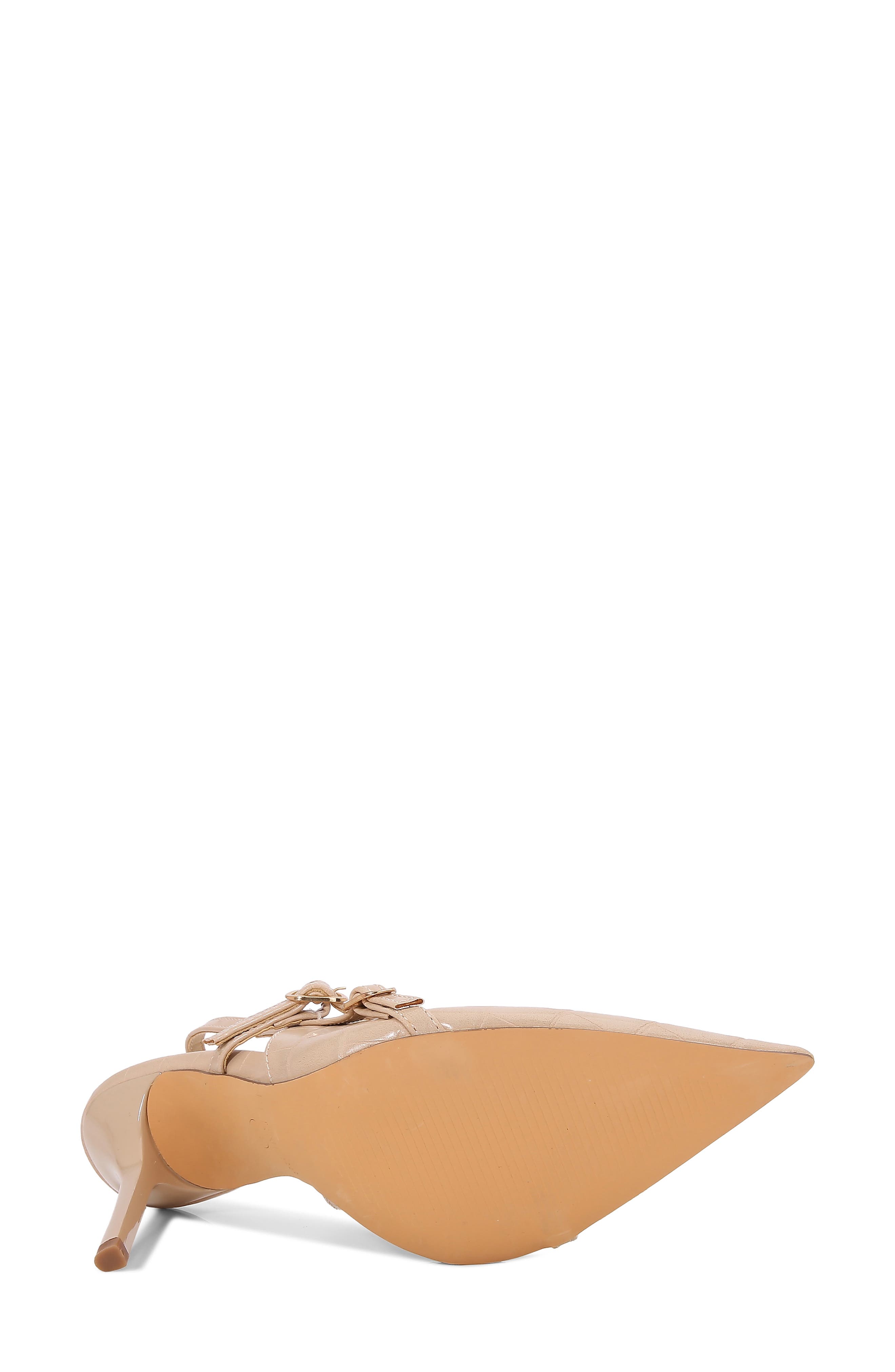 Carlee Croc Embossed Pointed Toe Slingback Pump, Alternate, color, BEIGE