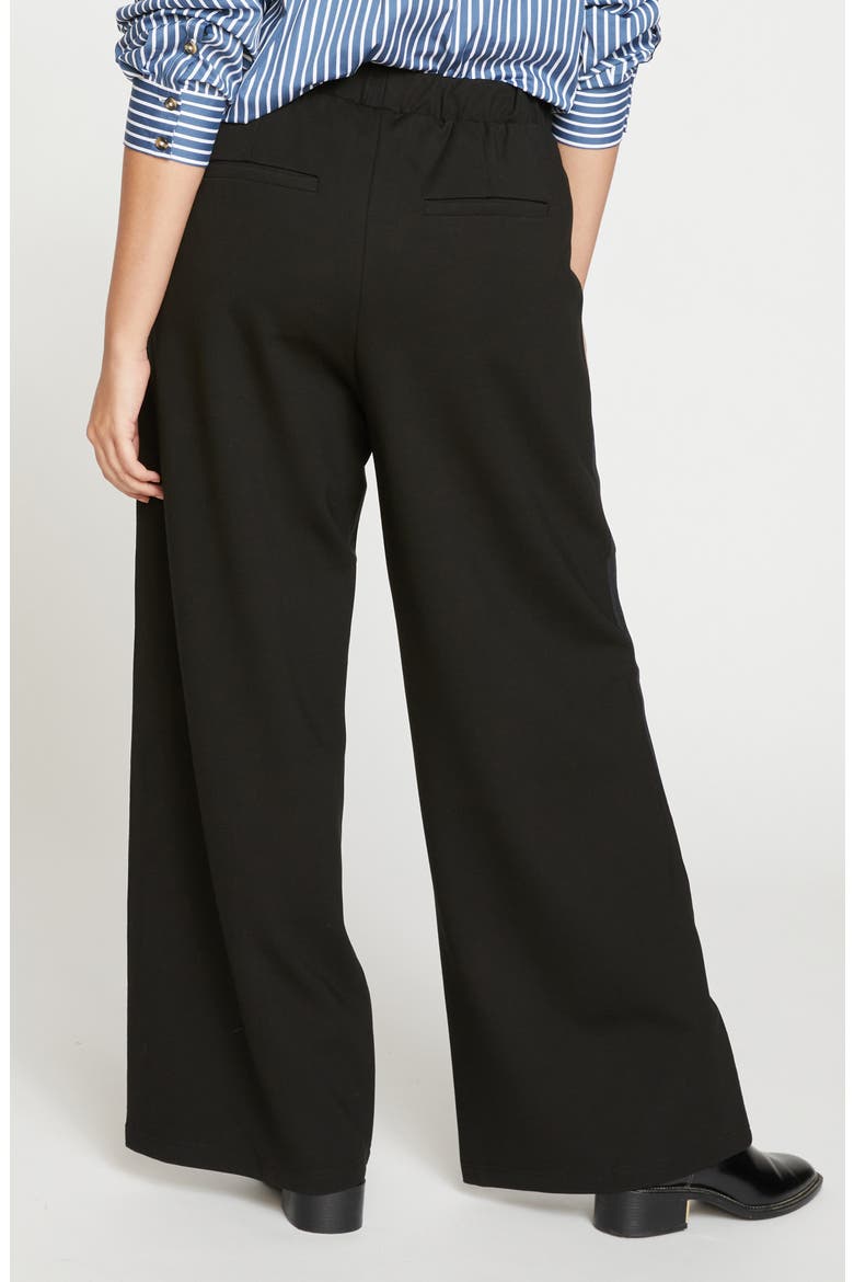 Stephanie Ponte Wide Leg Pants, Alternate, color, BLACK WITH BLACK STRIPE