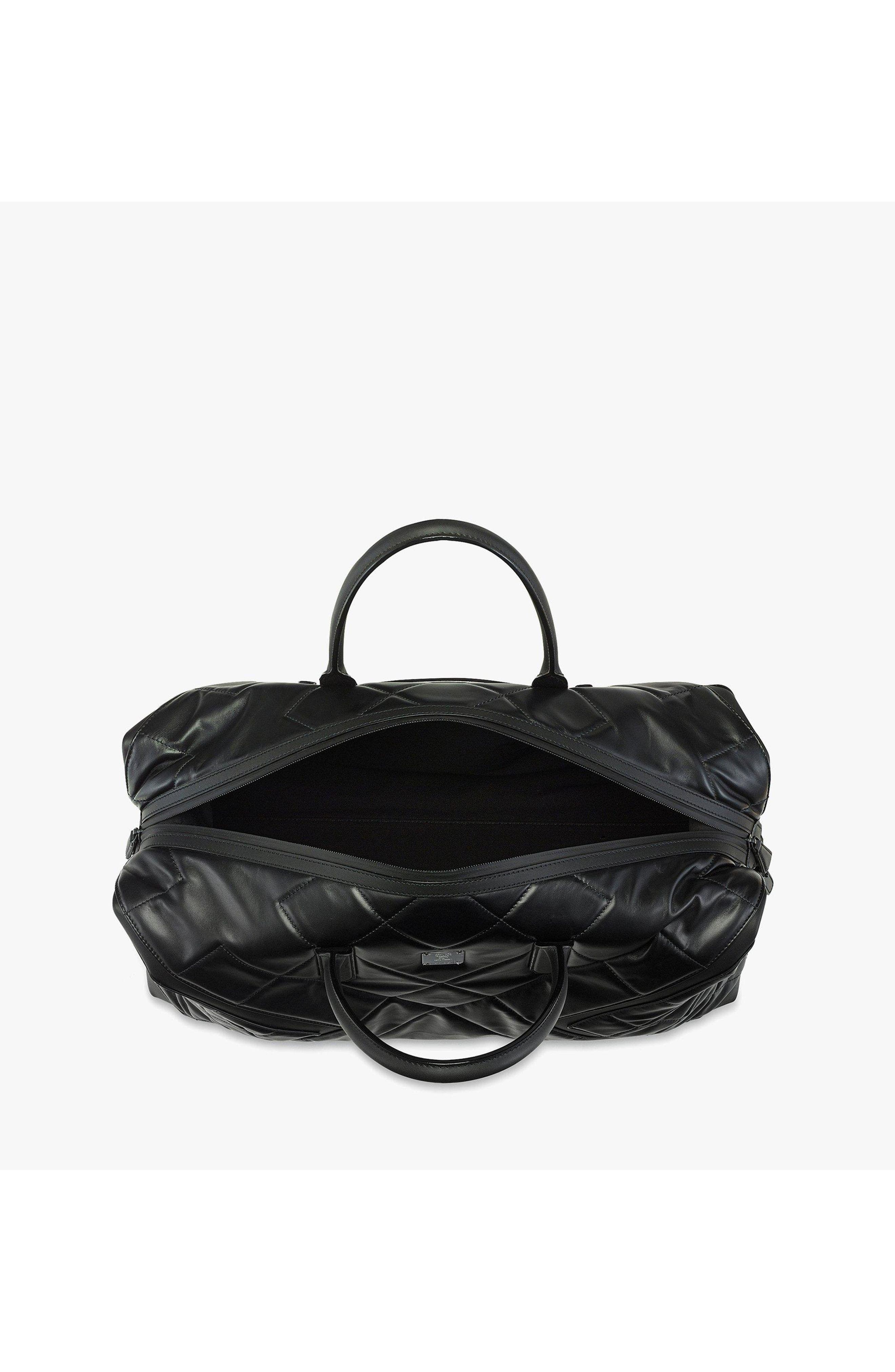 X-Large Ottomar Weekender in Diamond Quilted Leather, Alternate, color, Black