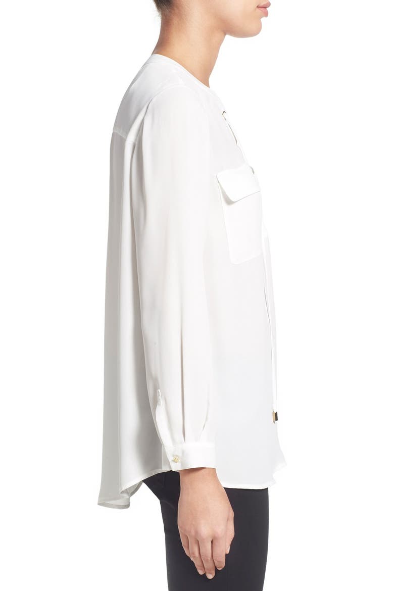 Lace-Up Neck Two-Pocket Blouse, Alternate, color, NEW IVORY