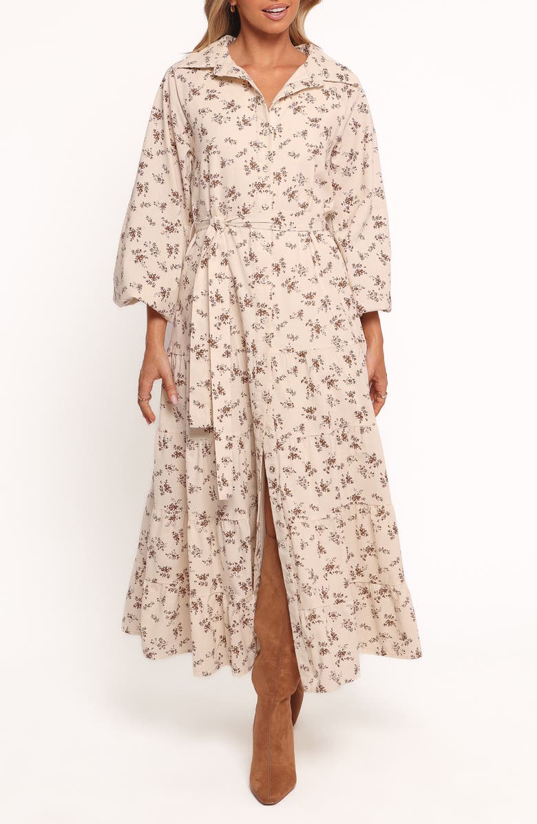 Petal & Pup Lincoln Tie Waist Long Sleeve Maxi Dress, Main, color, Floral