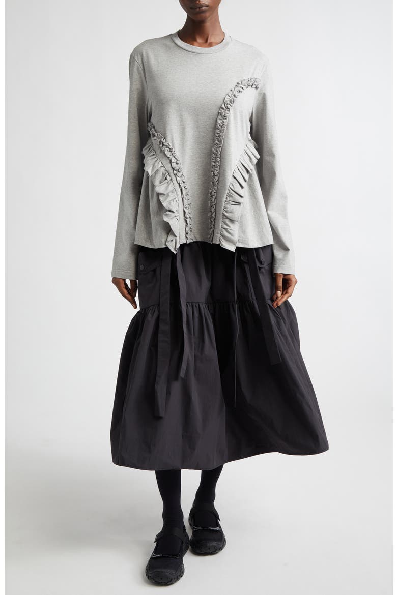 Alva Ruffle T-Shirt, Alternate, color, GREY MELANGE JERSEY