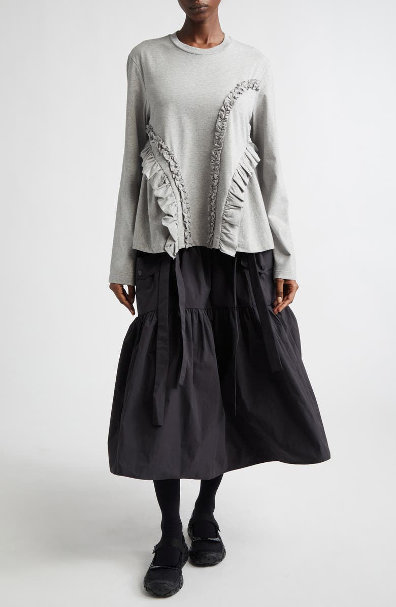 Cecilie Bahnsen Alva Ruffle T-Shirt, Alternate, color, Grey Melange Jersey