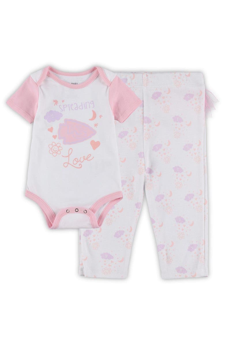 Outerstuff Girls Newborn & Infant White Kansas City Chiefs Spreading Love Bodysuit and Tutu Leggings Set, Main, color, 