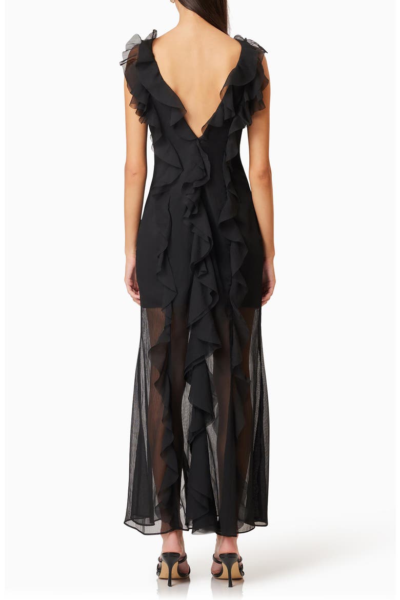 Louise Corisca Ruffle Maxi Dress, Alternate, color, BLACK