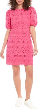 London Times Cotton Eyelet Shift Dress