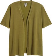 AK ANNE KLEIN Newport Open Front Elbow Sleeve Cardigan