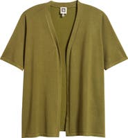 AK ANNE KLEIN Newport Open Front Elbow Sleeve Cardigan
