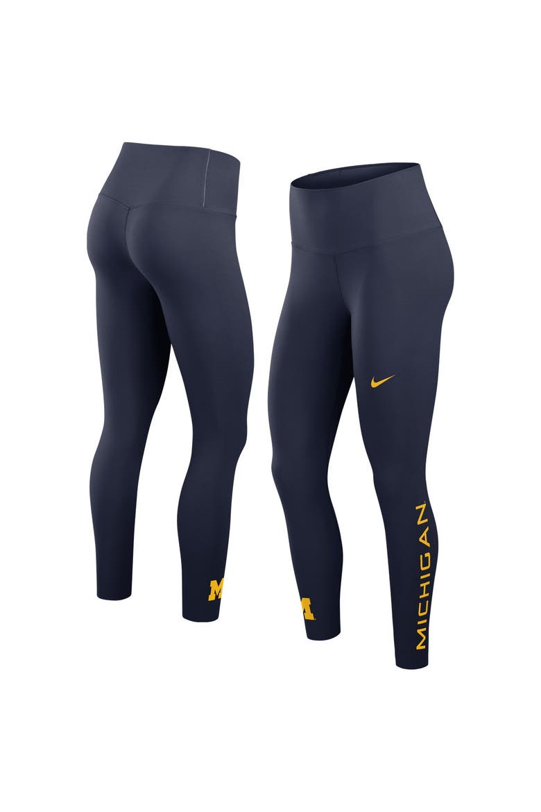 Women's Nike Navy Michigan Wolverines Zenvy High Rise Dri-FIT 7/8 Leggings, Main, color, Navy