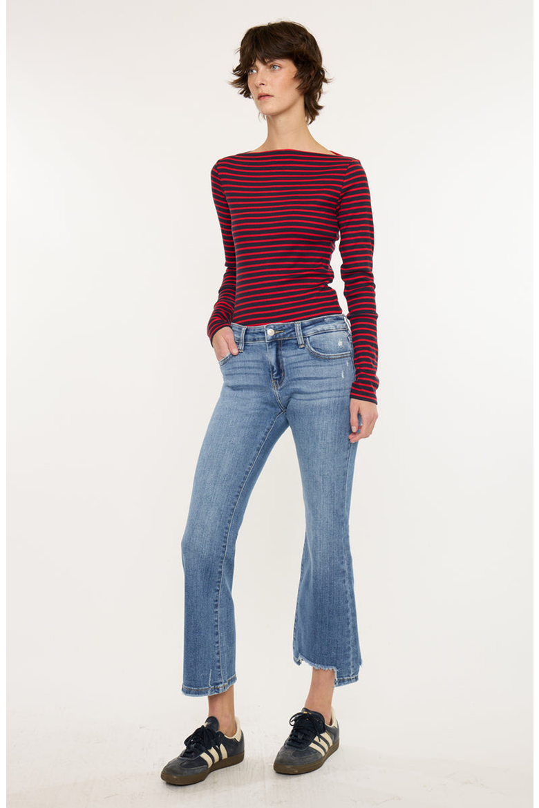 Savanna Essentials Mid Rise Cropped Flare Jeans, Alternate, color, Medium Wash