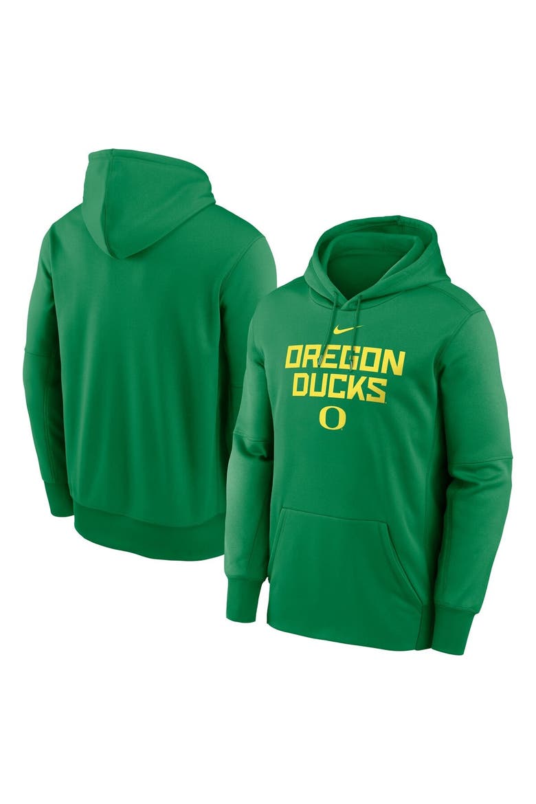 Men's Nike Green Oregon Ducks Team Stacked Performance Pullover Hoodie, Main, color, Green
