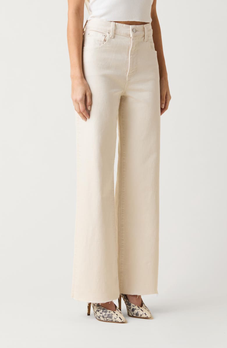 LE JEAN High Waist Wide Leg Column Jeans, Alternate, color, Bone