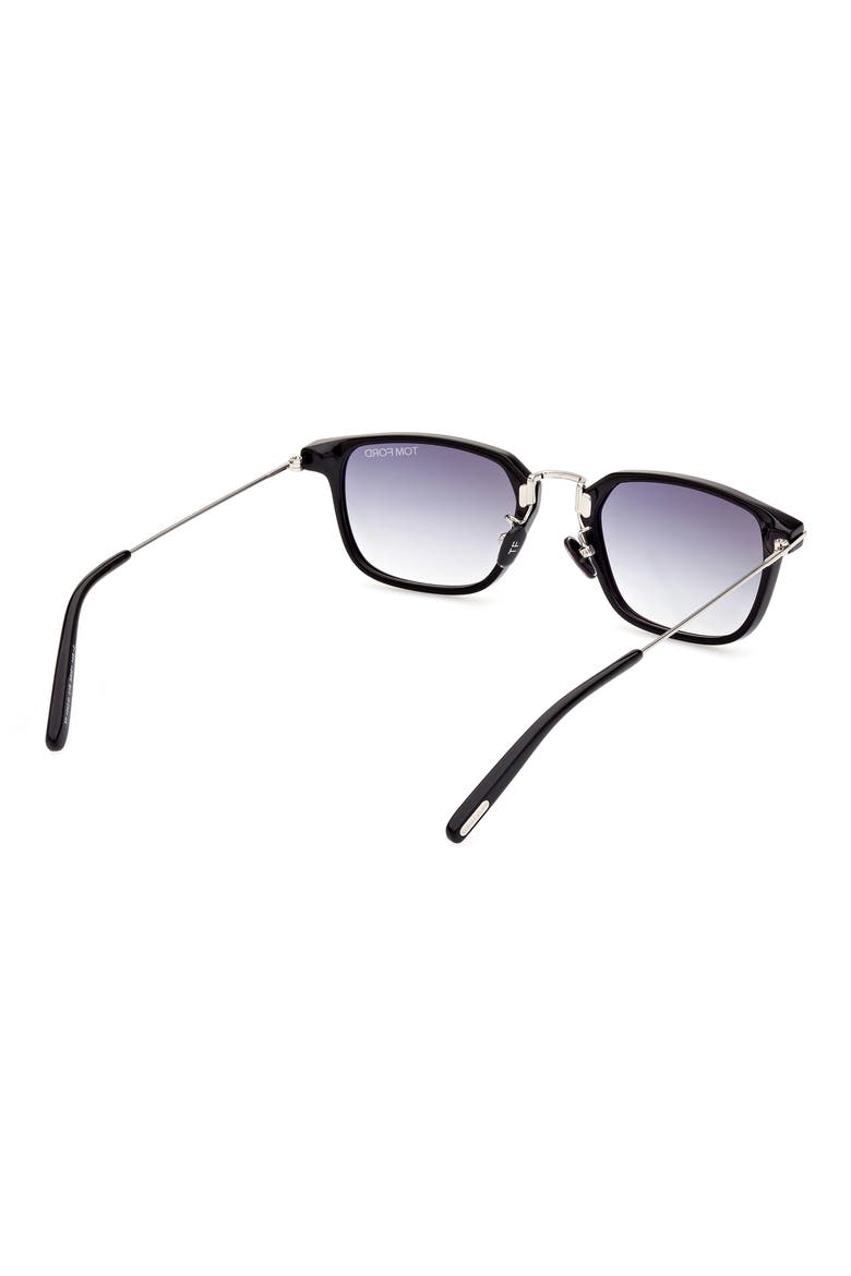 52mm Rectangular Sunglasses, Alternate, color, SHINY BLACK / GRADIENT SMOKE