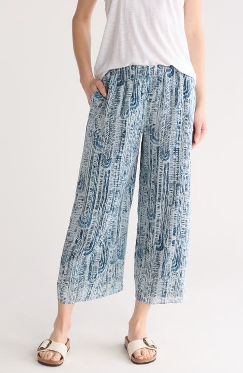 Abstract Crop Silk Pants