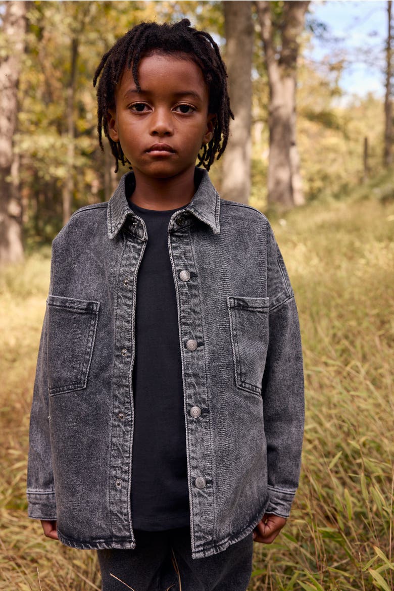 Denim Overshirt, Alternate, color, Grey acid denim