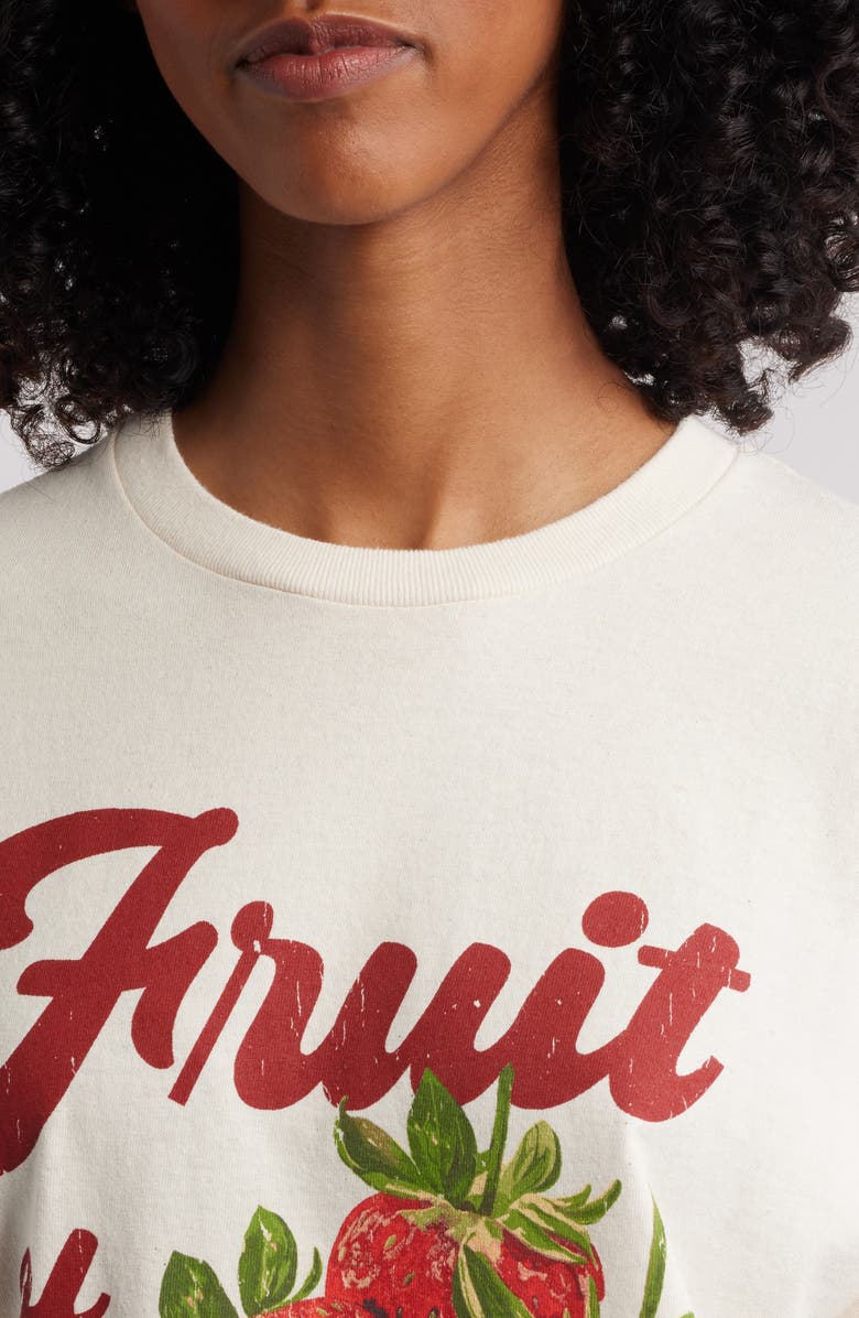 Vinyl Icons Strawberry Cotton Graphic T-Shirt, Alternate, color, Marshmallow