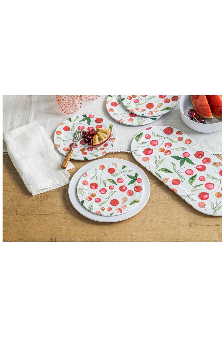 Berries Cherries Set of Six Melamine Salad Plates, Alternate, color, WHITE MULTI