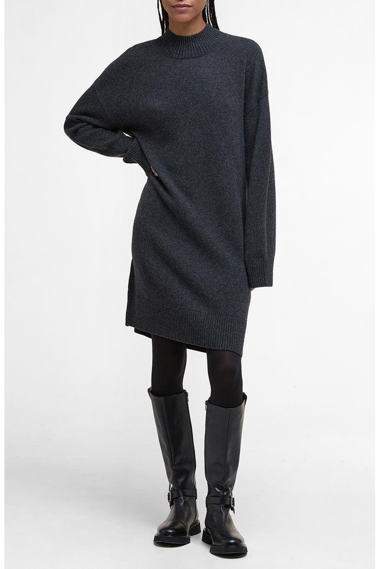 Serena Oversize Long Sleeve Mock Neck Sweater Dress, Main, color, CHARCOAL