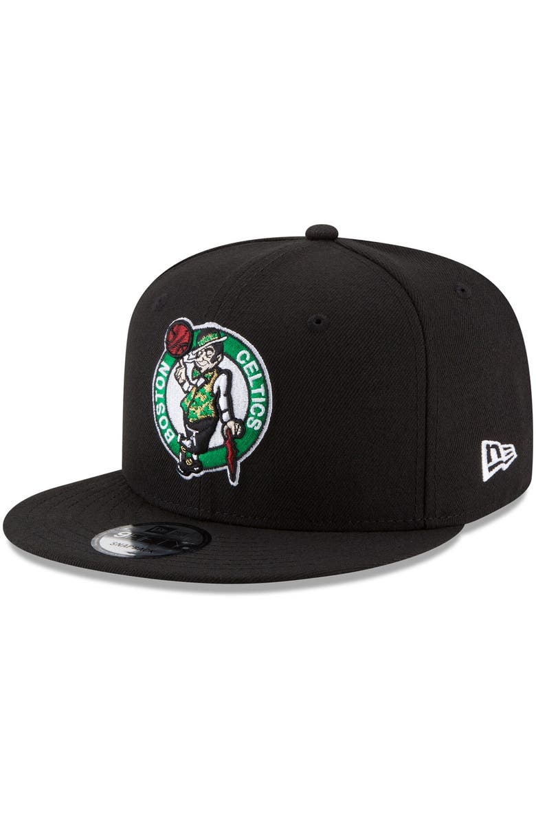 New Era Men's New Era Black Boston Celtics Official Team Color 9FIFTY Snapback Hat, Main, color, Black