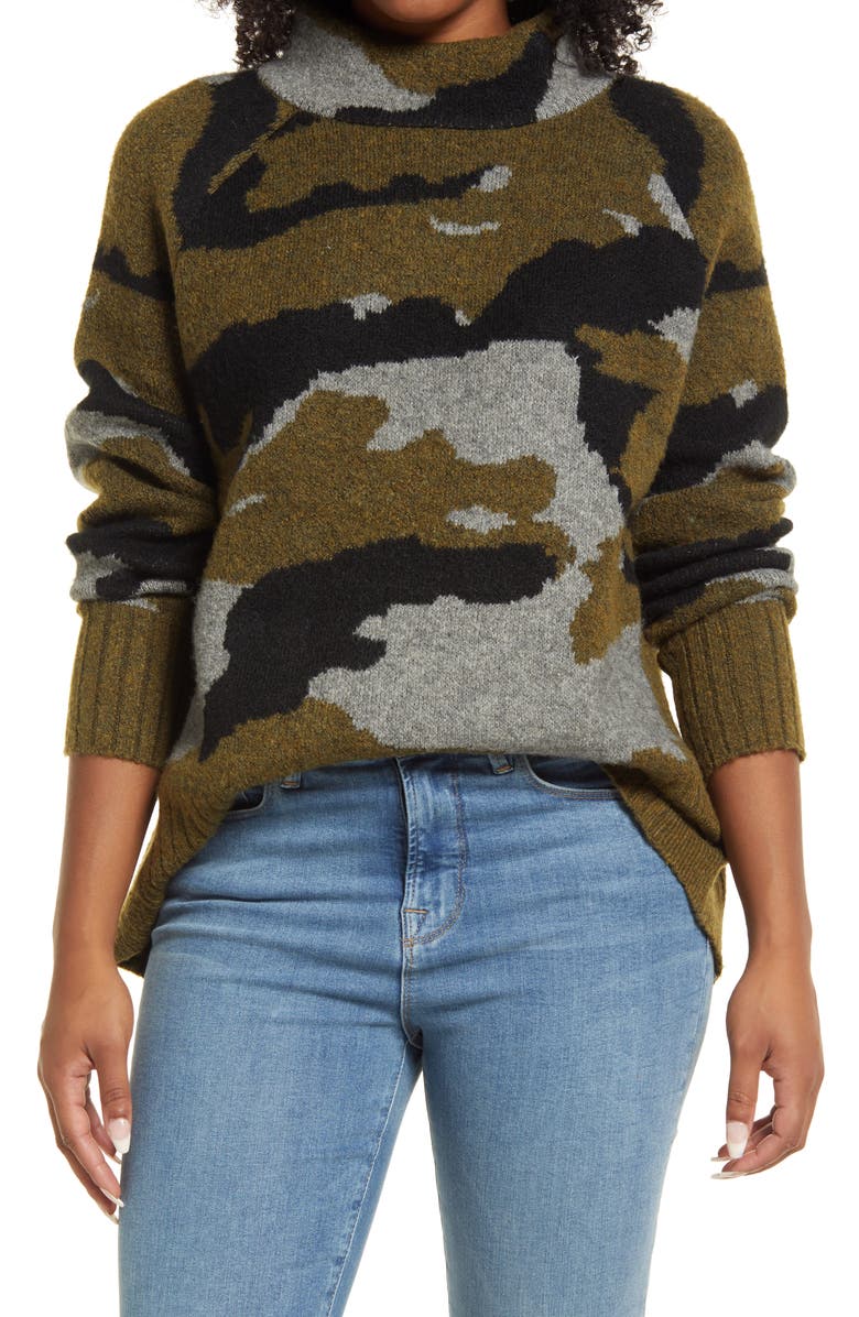 beachlunchlounge Taylor Camo Sweater, Main, color,