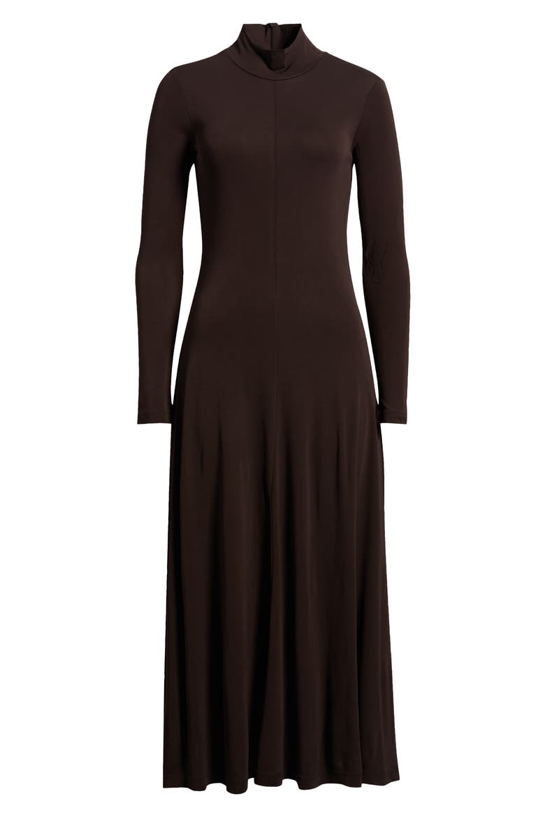 Long Sleeve Matte Jersey Dress, Alternate, color, BROWN GANACHE