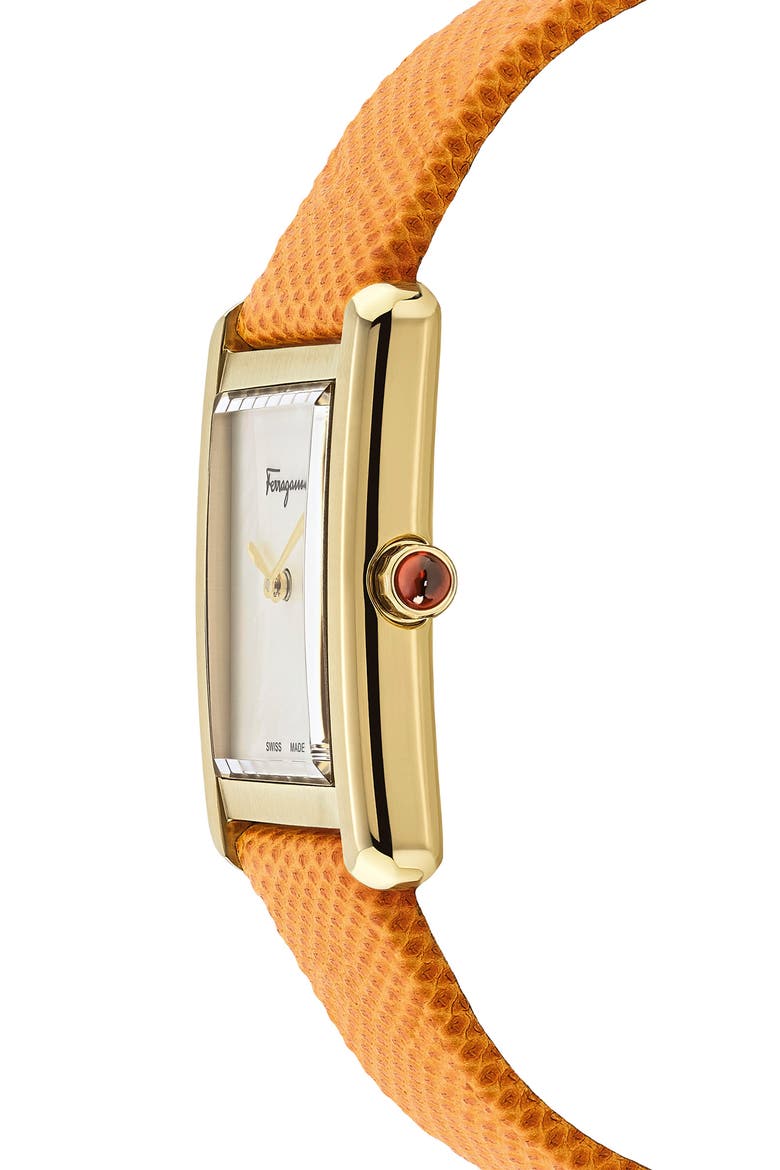 Salvatore Ferragamo Portrait Two-Tone Bracelet Watch, 31mm x 41mm, Alternate, color, ORANGE/ WHITE/ GOLD