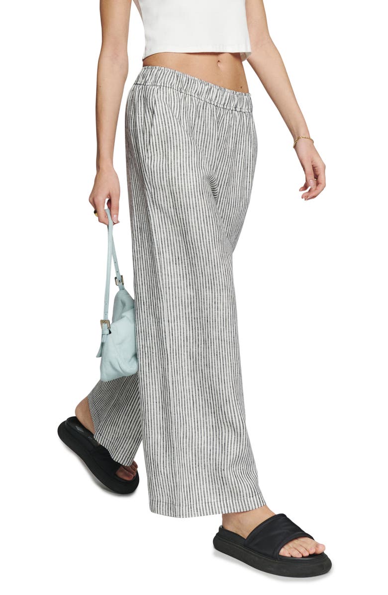 Reformation Ava Stripe Wide Leg Linen Pants, Alternate, color, 