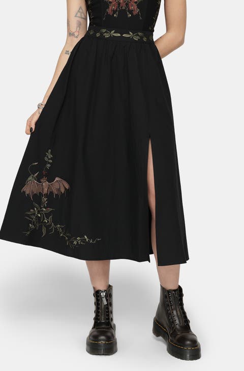 Orena Bat Embroidered Midaxi Skirt