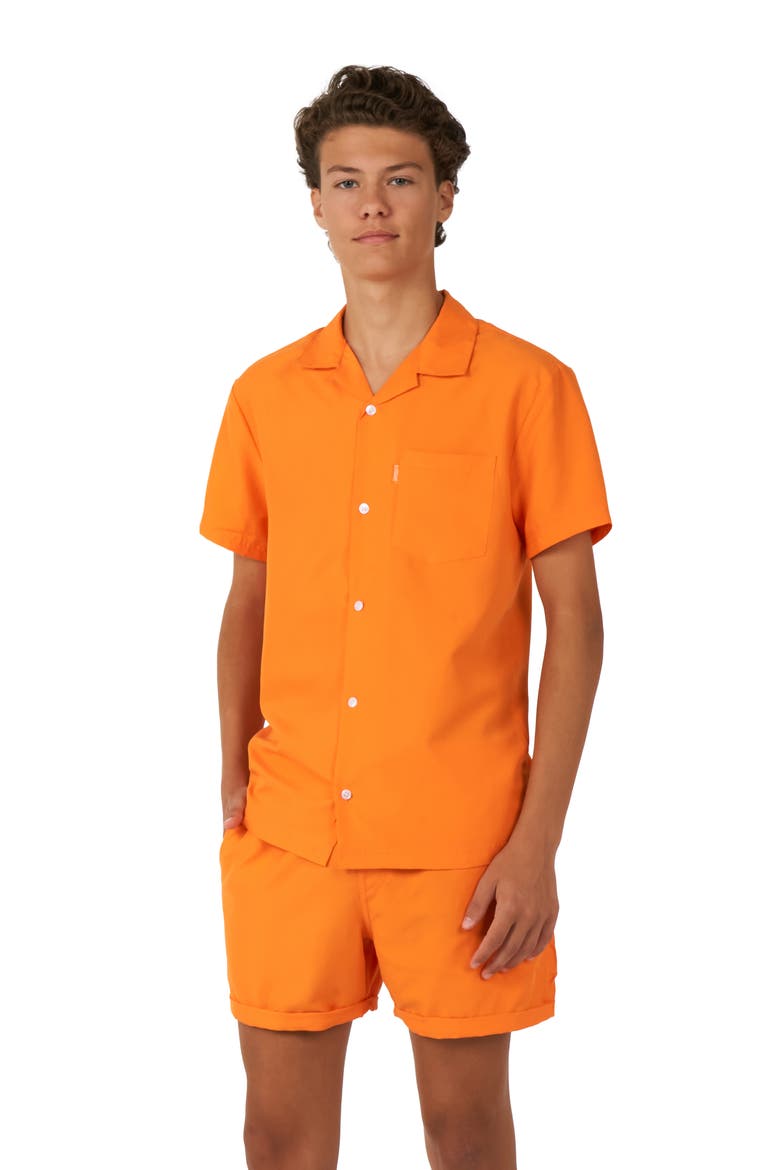 Kids' The Orange Camp Shirt & Shorts Set, Alternate, color, ORANGE
