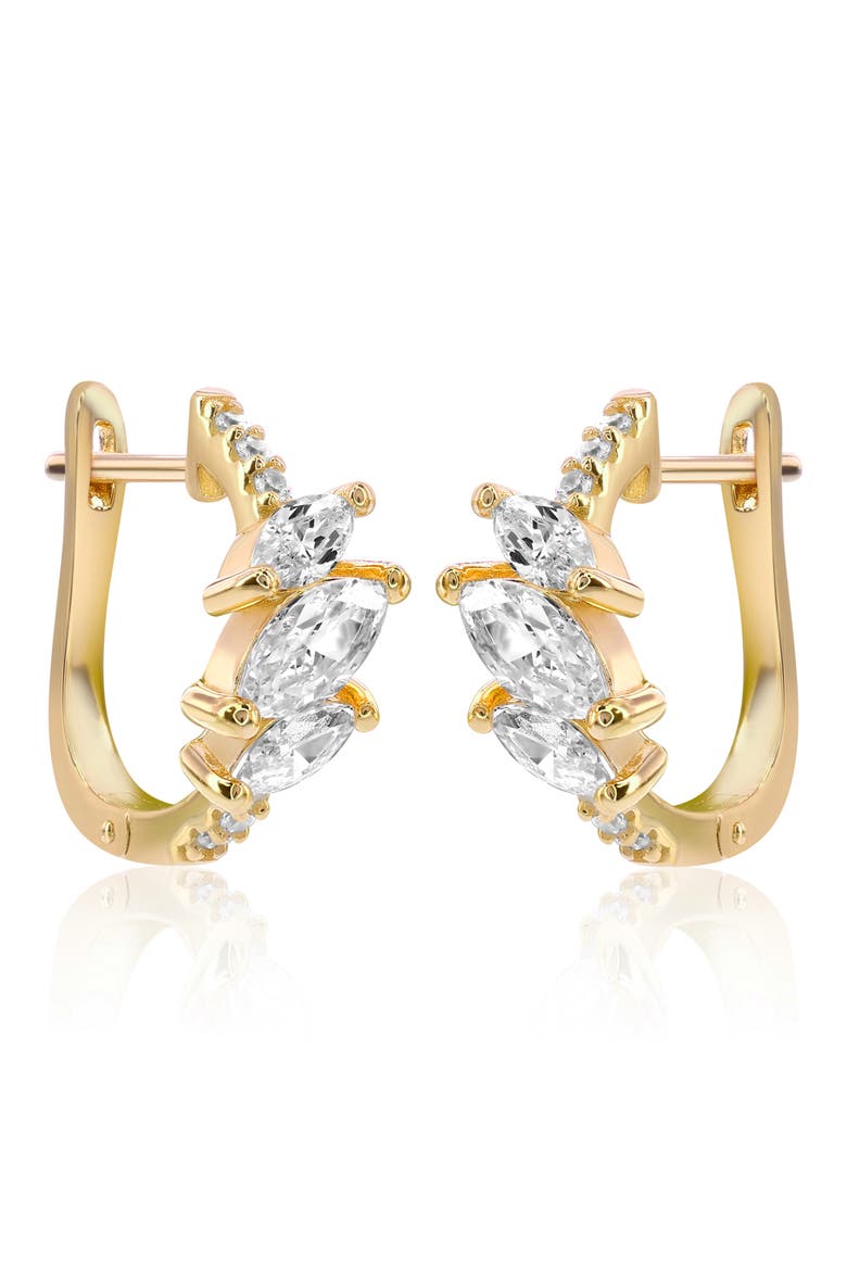 Marquis Cubic Zirconia Huggie Hoop Earrings, Alternate, color, GOLD