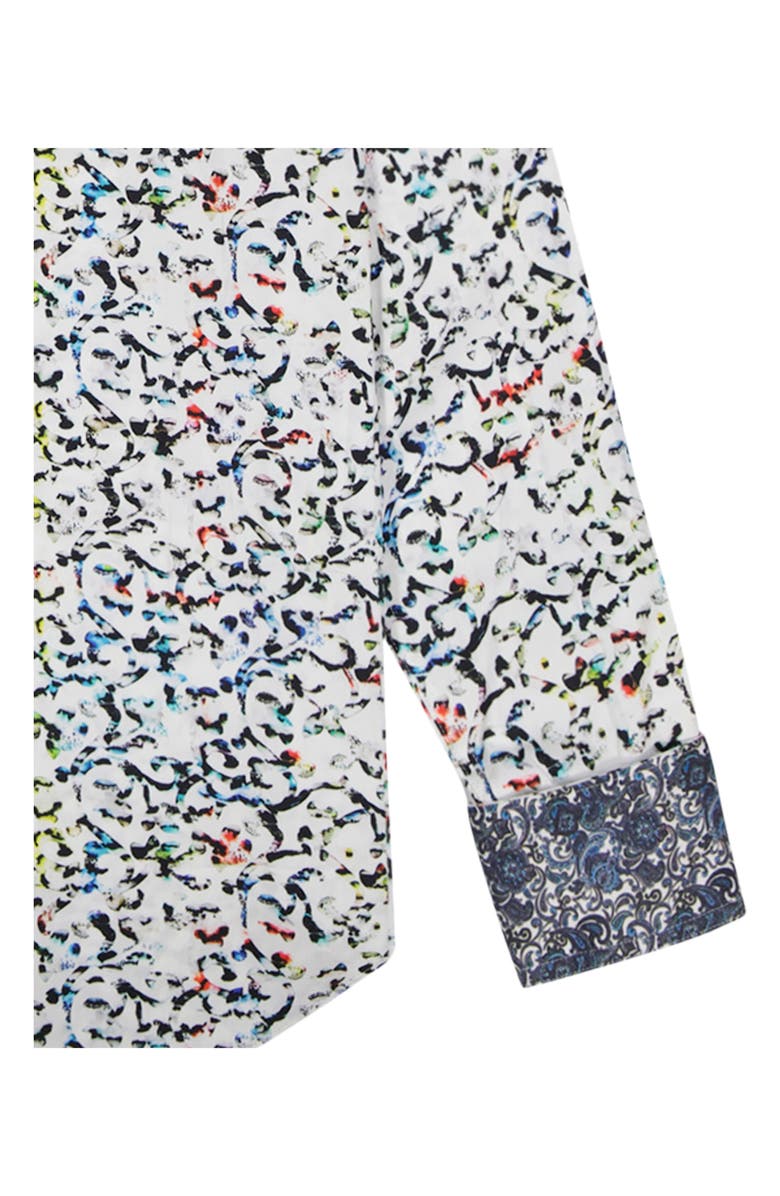 Robert Graham Lazlo Abstract Print Stretch Cotton Button-Up Shirt, Alternate, color, White Multi