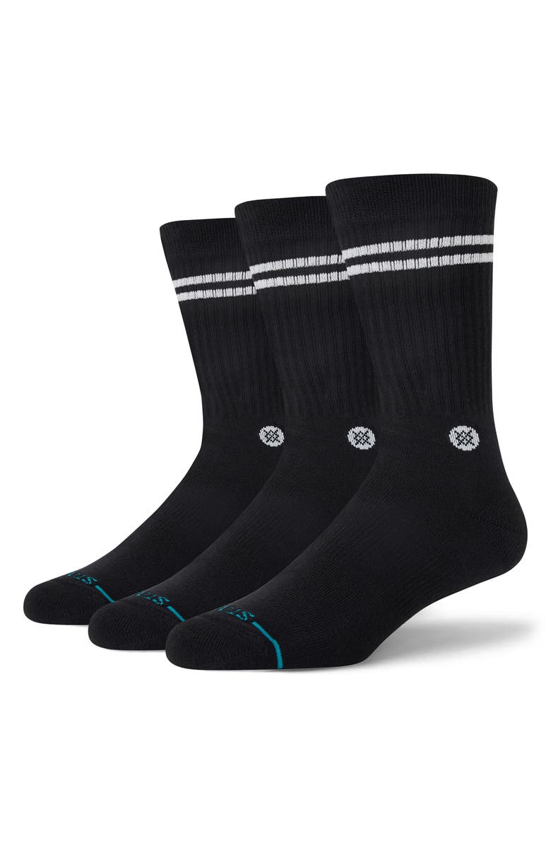 Stance Core 3-Pack Cotton Blend Crew Socks, Alternate, color, Black