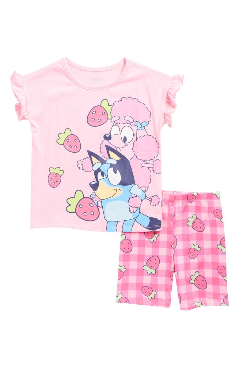 Happy Threads Kids' Bluey Strawberry Top & Shorts Set, Main, color, Pink