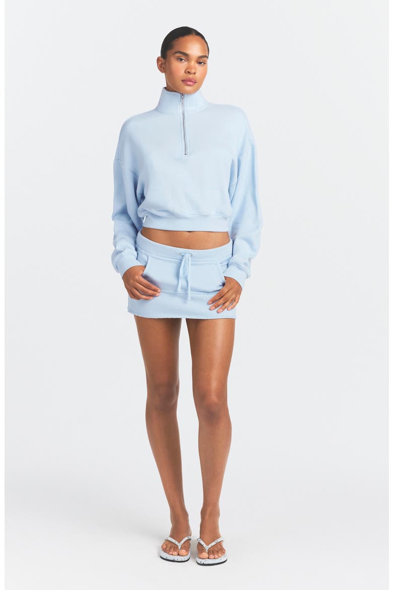 Drapey French Terry Half Zip Pullover, Alternate, color, POWDER BLUE