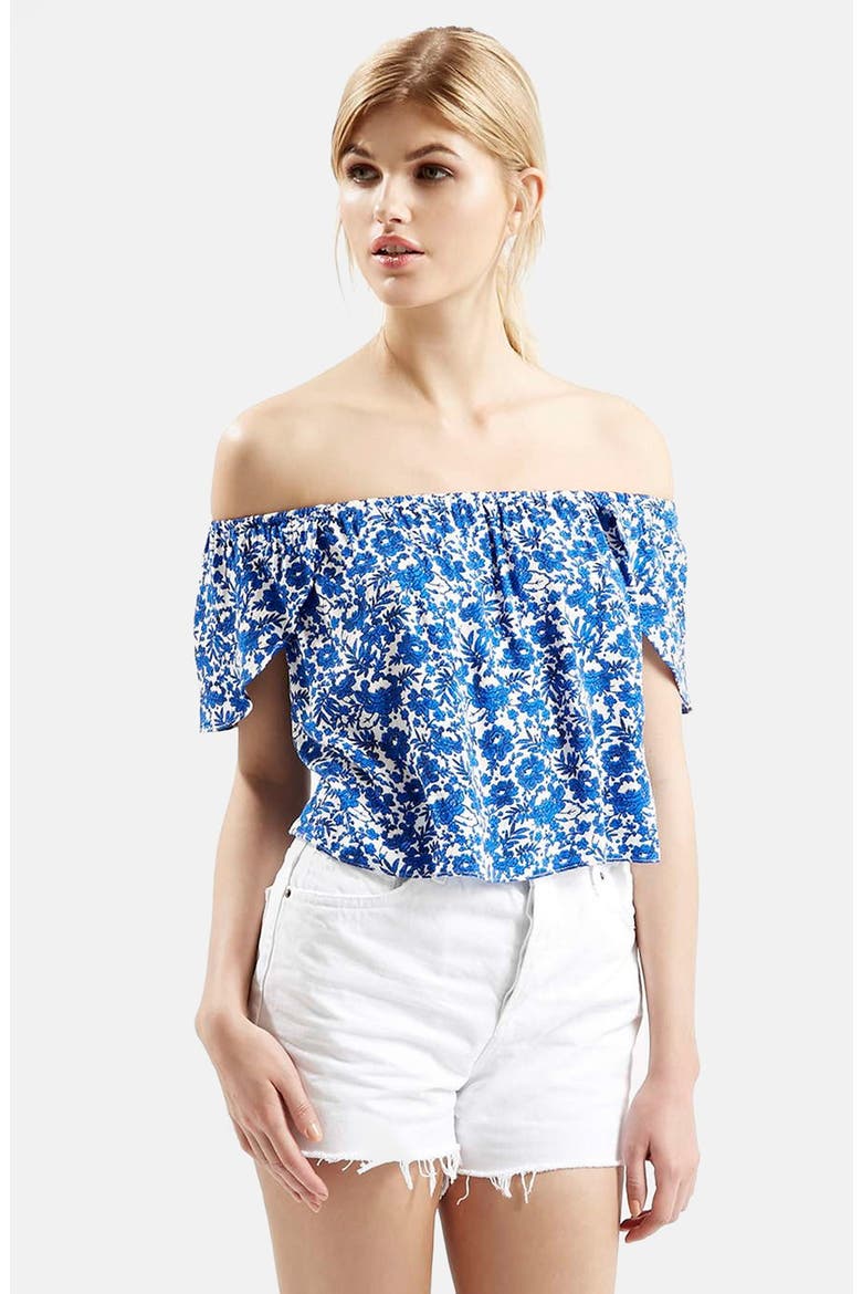 Floral Print Off the Shoulder Top, Main, color, BLUE MULTI