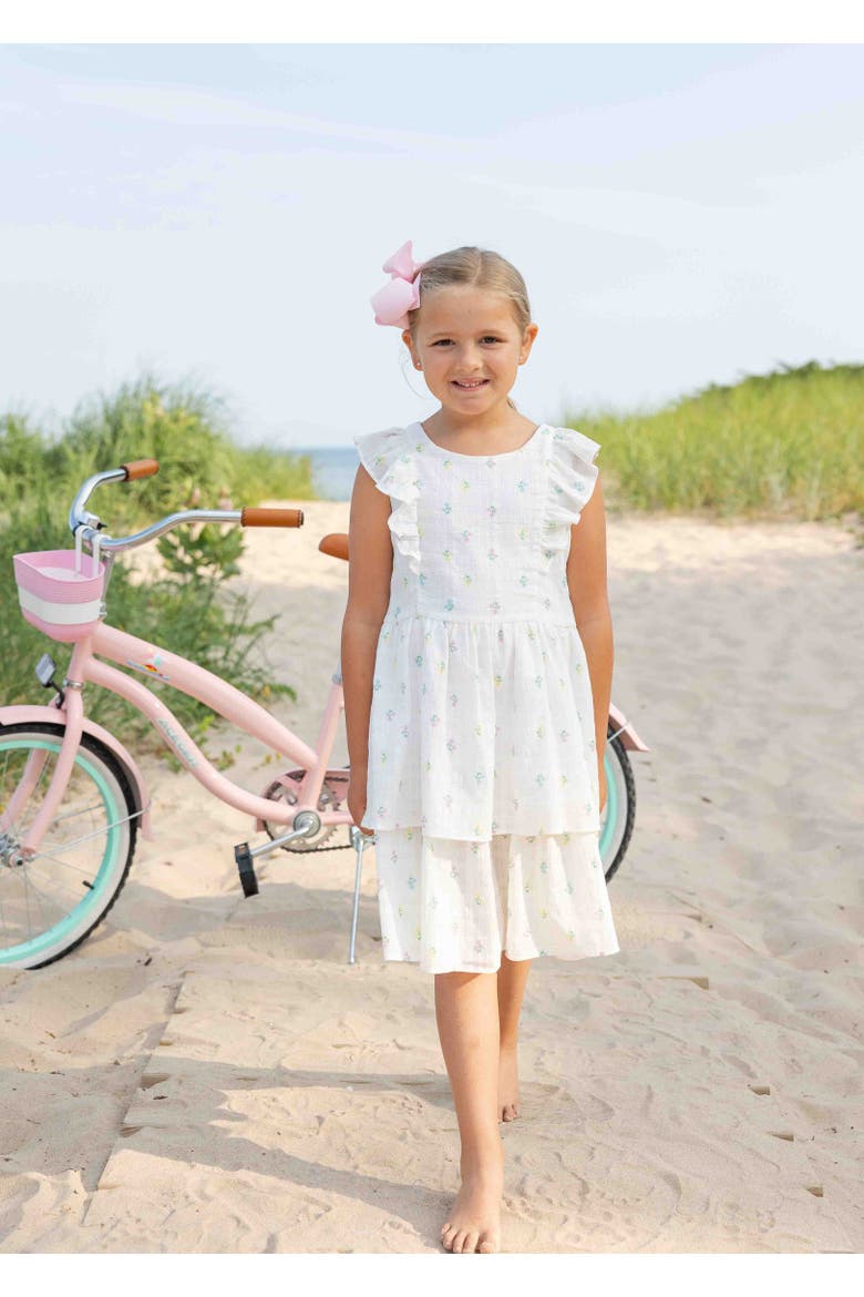 Printed Floral Dress With Ruffles, Alternate, color, White / Multicolor