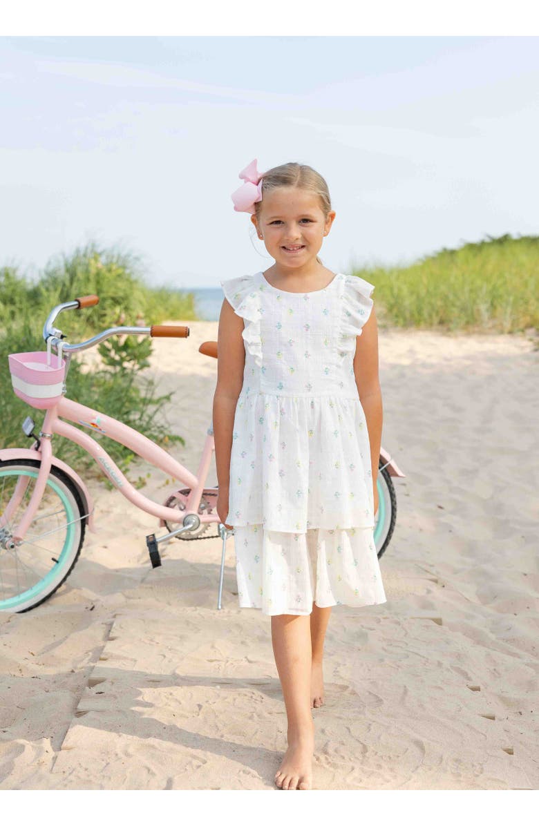 Florence Eiseman Printed Floral Dress With Ruffles, Alternate, color, White / Multicolor