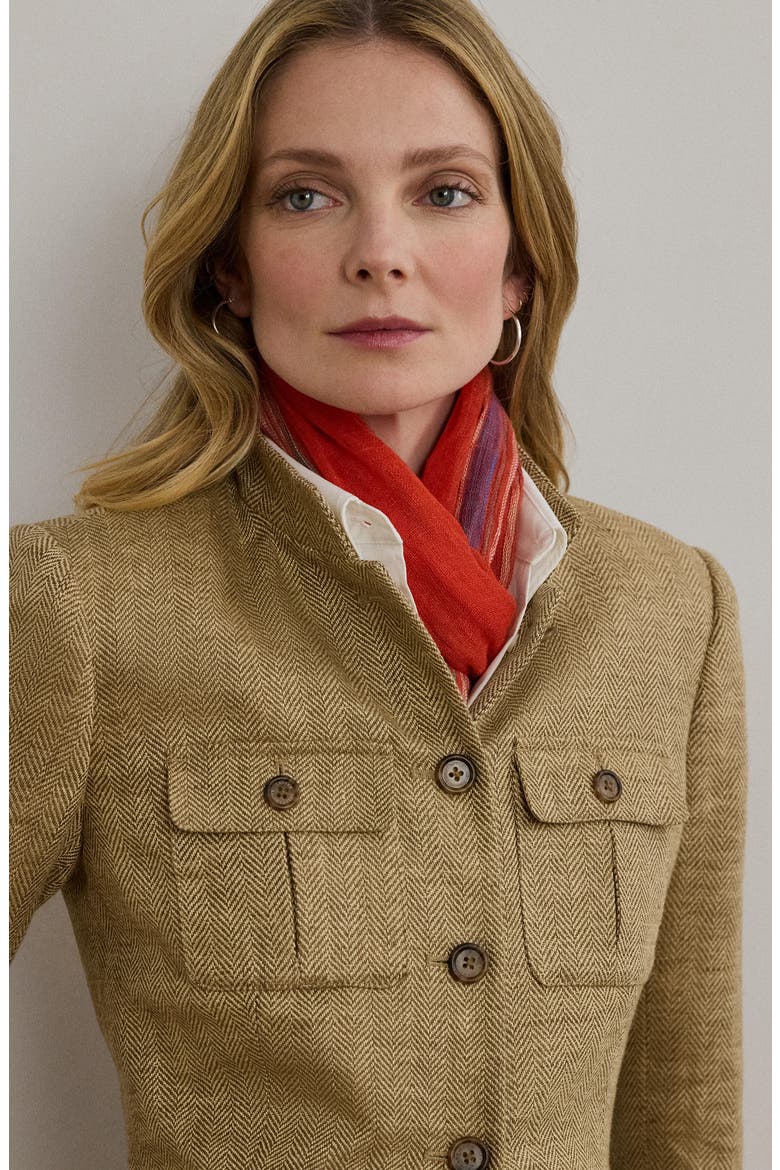 Herringbone Tweed Linen Jacket, Alternate, color, LIGHT BROWN/ TAN