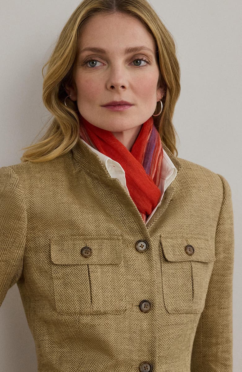 Lauren Ralph Lauren Herringbone Tweed Linen Jacket, Alternate, color,