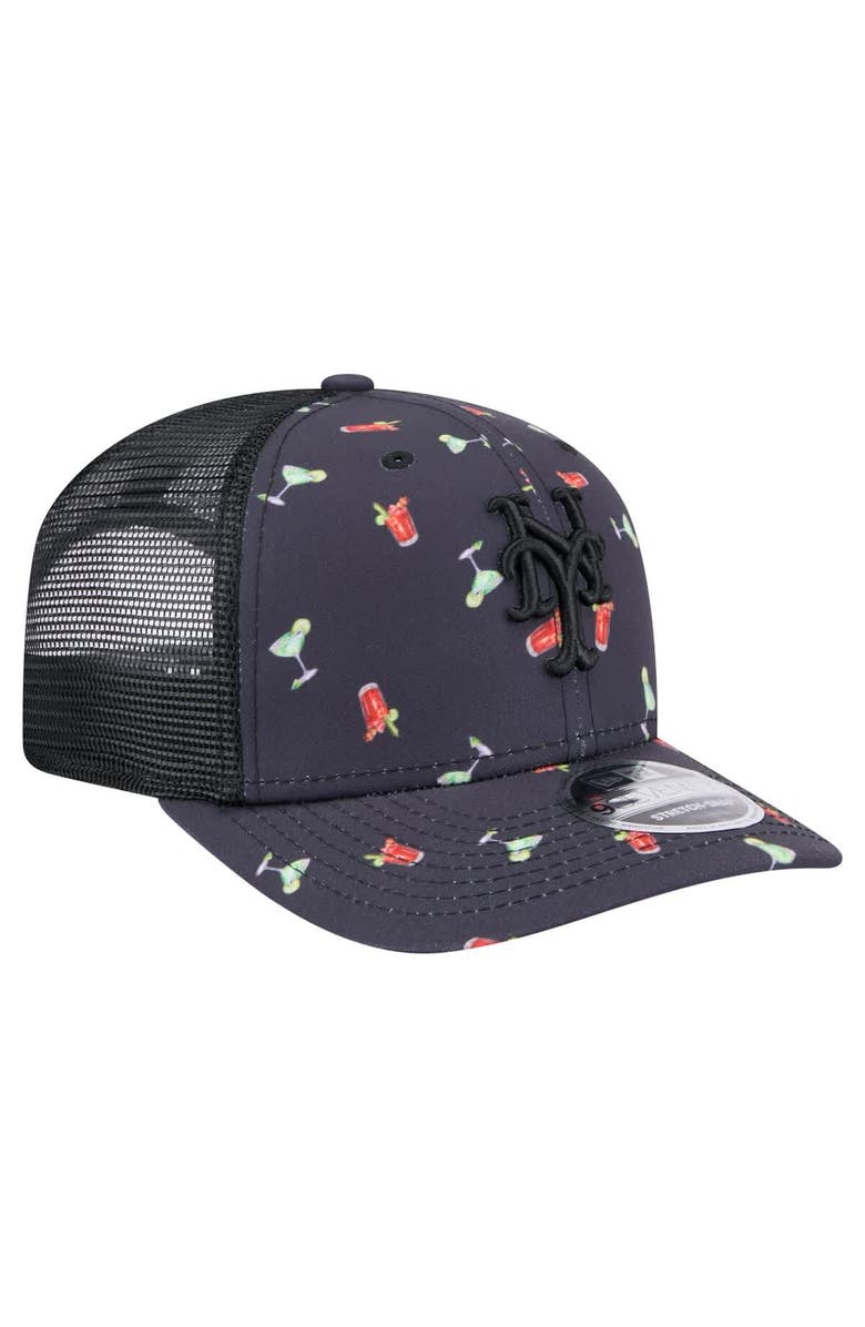 New Era Men's New Era Black New York Mets Adventure Drinks Pattern 9SEVENTY Stretch-Snap Hat, Alternate, color, Navy