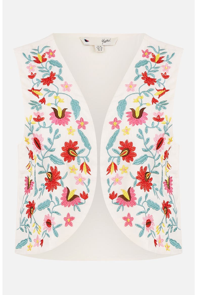 Folk Embroidered Cotton Waist Coat, Alternate, color, Multi